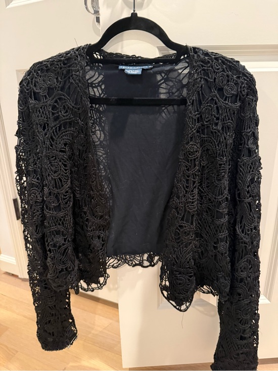 Ralph Lauren Sweaters - Ralph Lauren Black Crochet Open-Front Cardigan